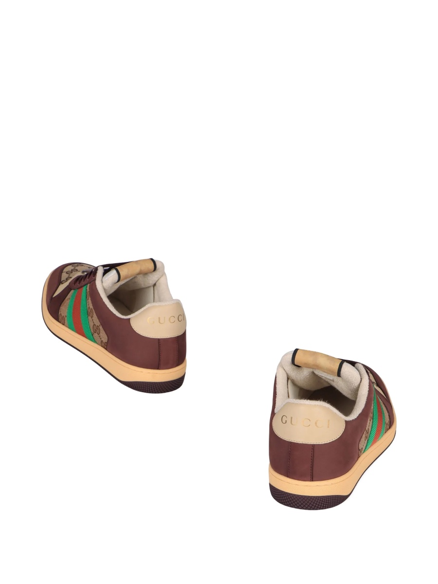 Sneakers Gucci maro din material textil si piele - Img 3