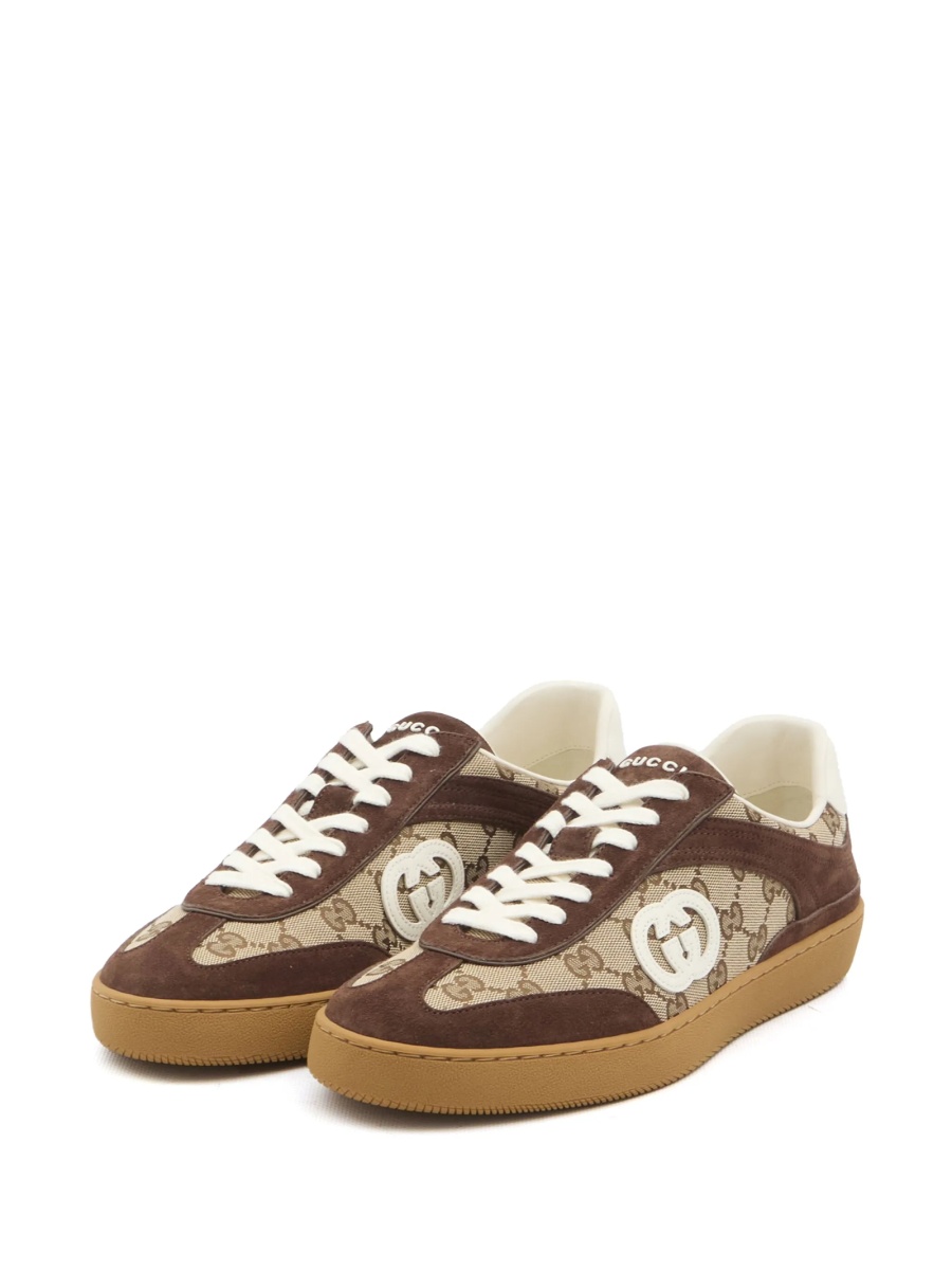 Sneakers Gucci maro din piele intoarsa si material textil - Img 2