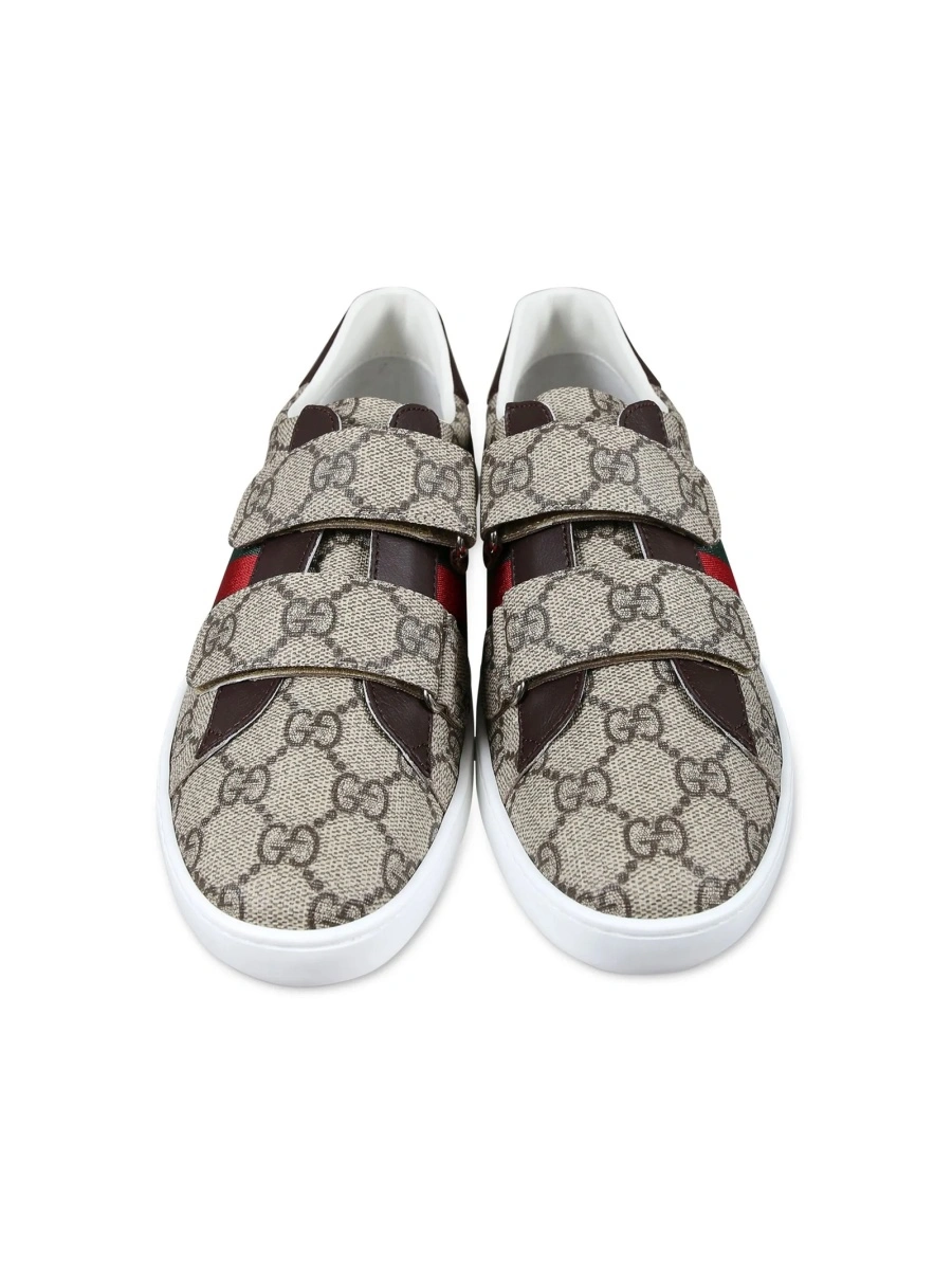 Sneakers Gucci neutri din material textil si rasina poliuretanica - Img 3