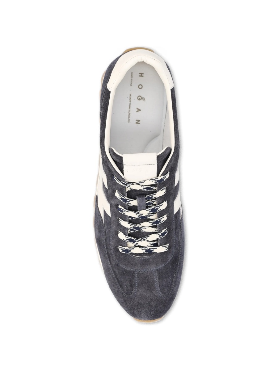 Sneakers Hogan albastri din piele si piele intoarsa - Img 3