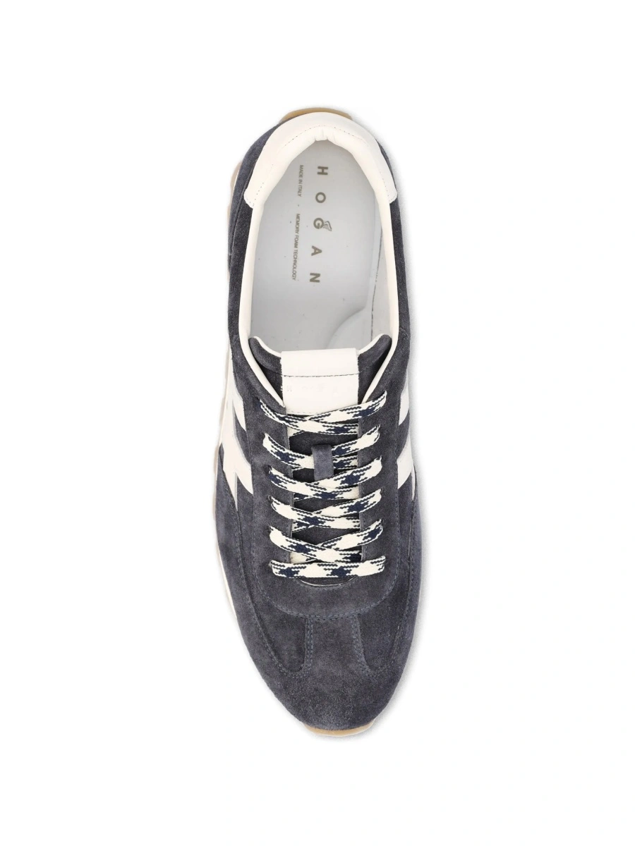 Sneakers Hogan albastri din piele si piele intoarsa - Img 3