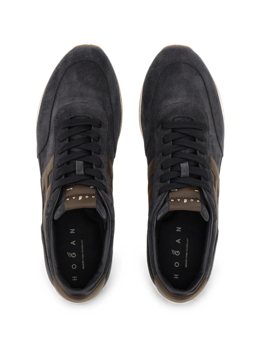 Sneakers Hogan albastri din piele si piele intoarsa - Img 3