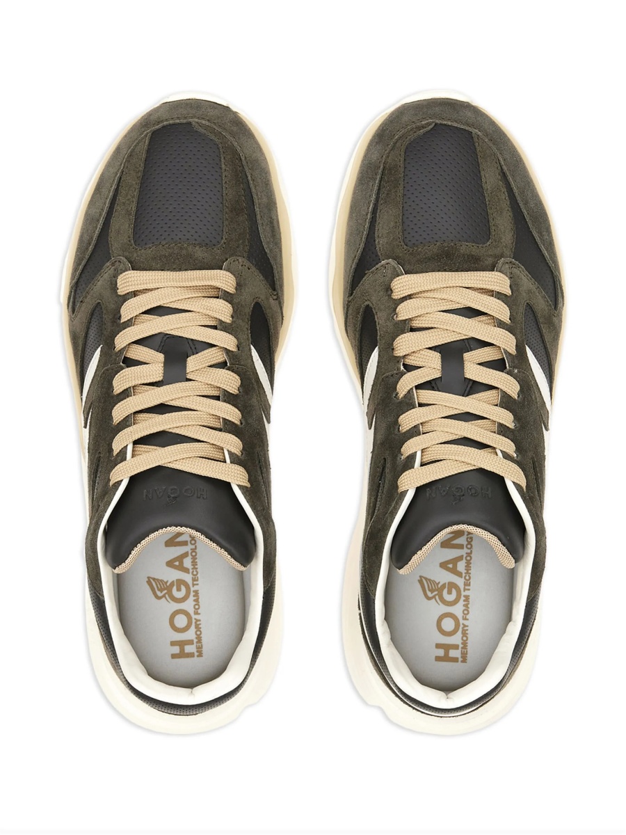 Sneakers Hogan gri din piele si piele intoarsa - Img 5