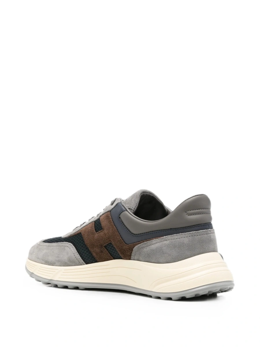 Sneakers Hogan gri din piele si piele intoarsa - Img 3