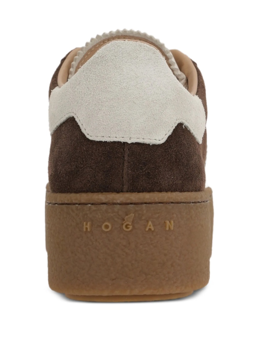 Sneakers Hogan maro din piele si piele intoarsa - Img 3