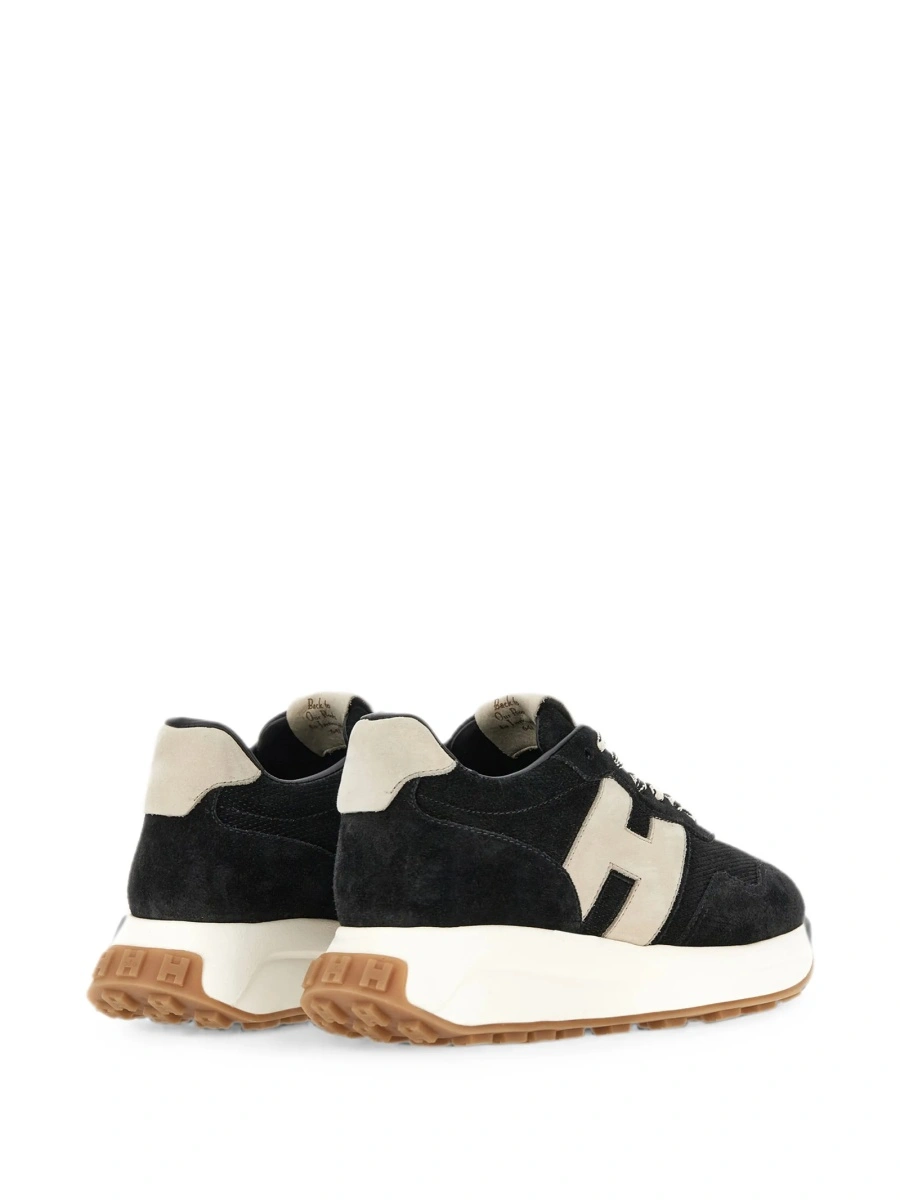 Sneakers Hogan negri din piele intoarsa si piele - Img 4