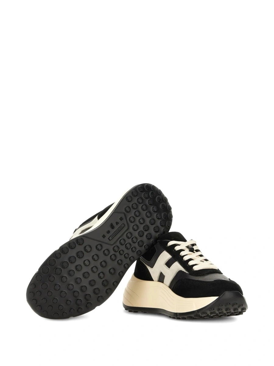 Sneakers Hogan negri din piele si piele intoarsa - Img 4