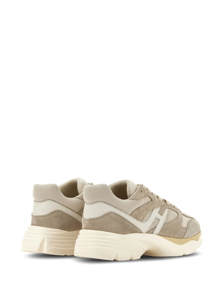 Sneakers Hogan neutri din piele si piele intoarsa - Img 3