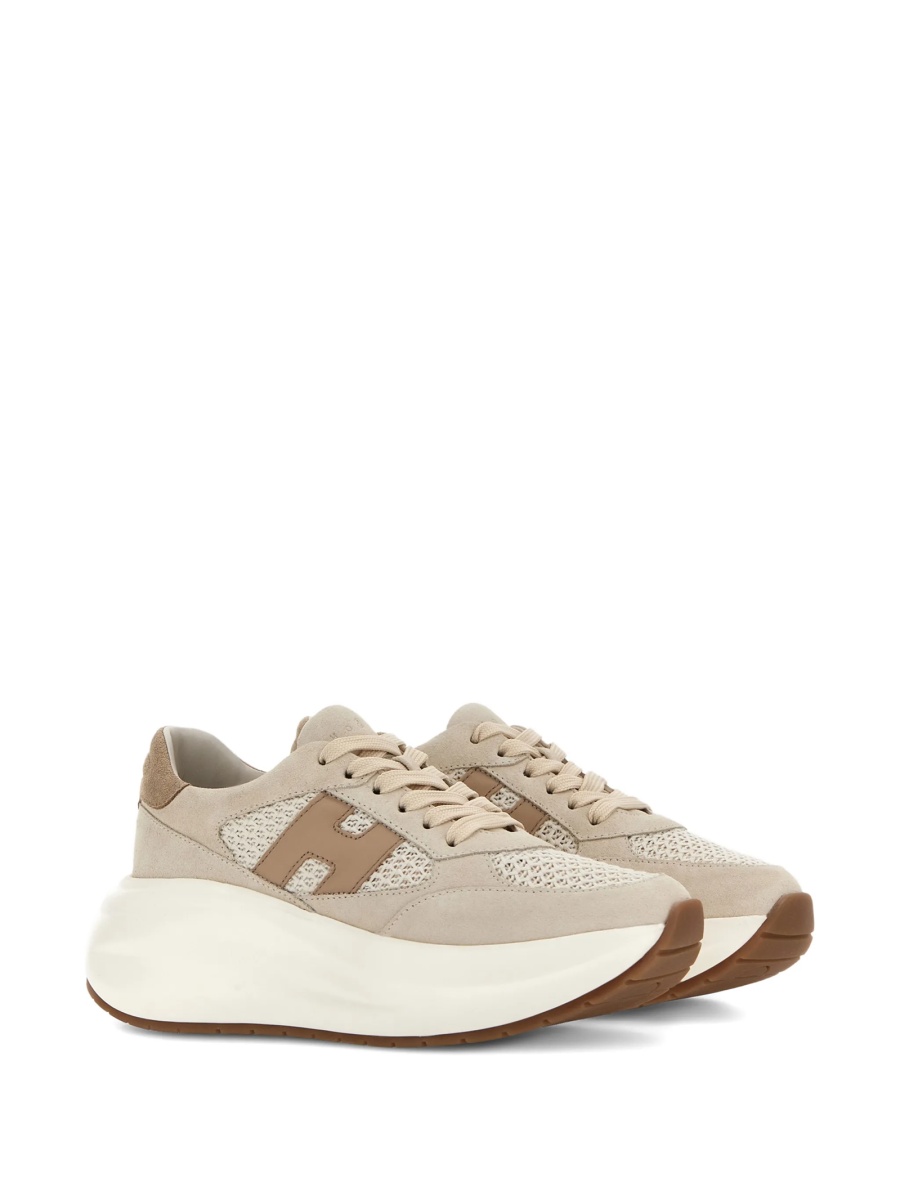 Sneakers Hogan neutri din piele si polyester - Img 2