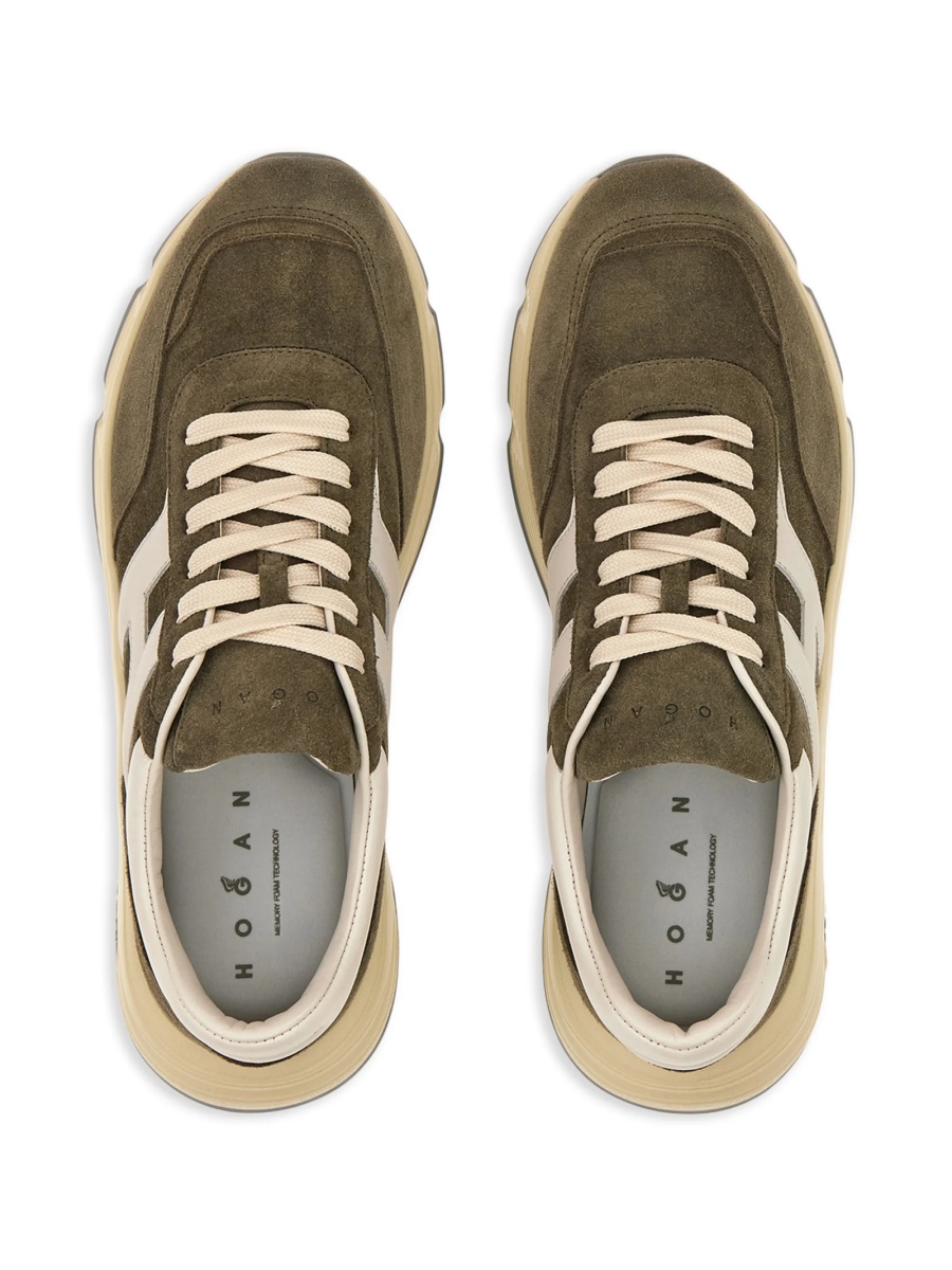 Sneakers Hogan verzi din piele intoarsa si piele - Img 4