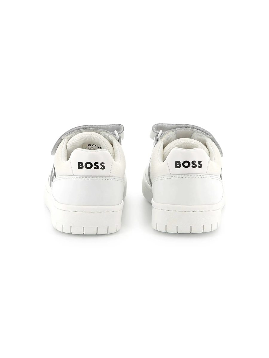 Sneakers Hugo Boss albi din piele si material textil - Img 4