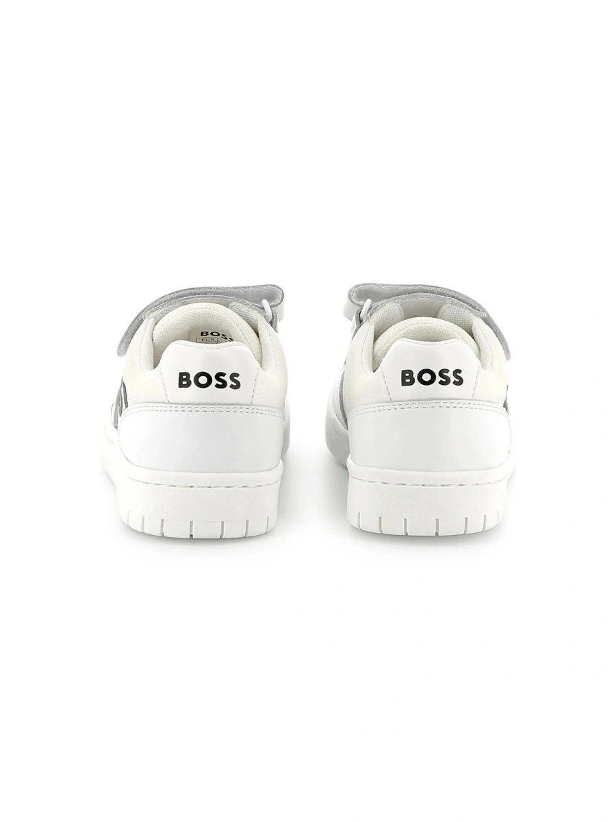 Sneakers Hugo Boss albi din piele si material textil - Img 4