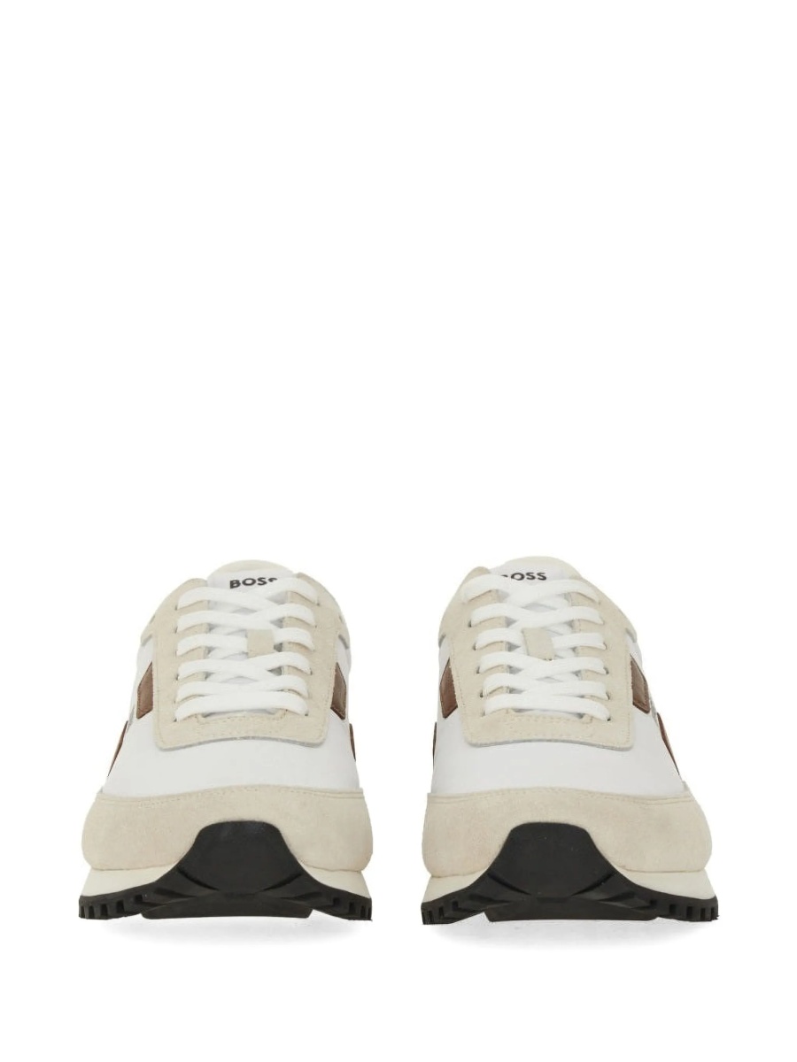 Sneakers Hugo Boss neutri din piele intoarsa si piele - Img 3