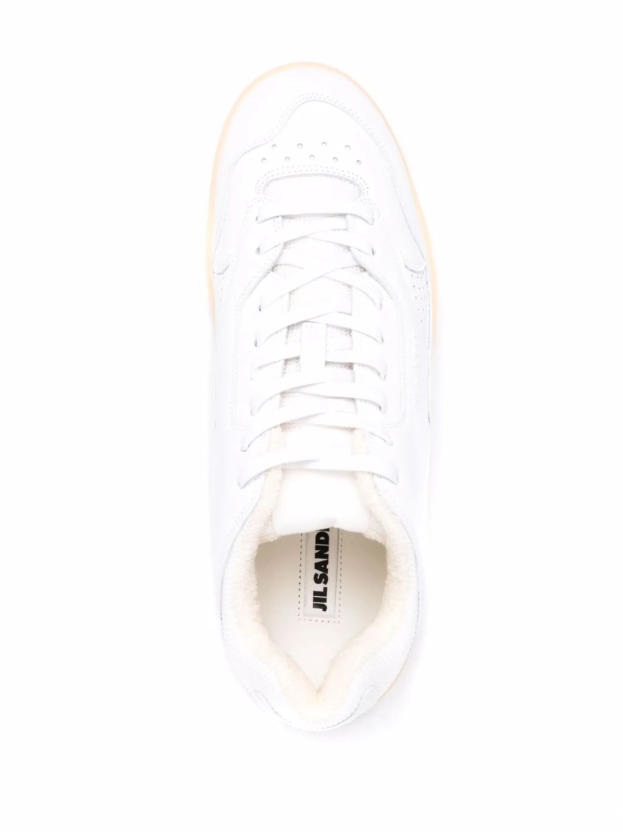 Sneakers Jil Sander albi din polyester si piele - Img 4