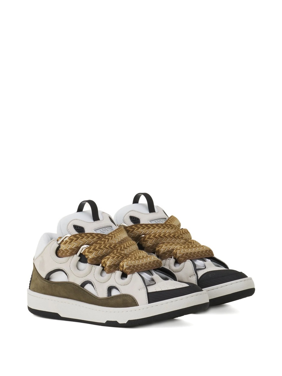 Sneakers Lanvin albi din polyester si bos taurus - Img 2
