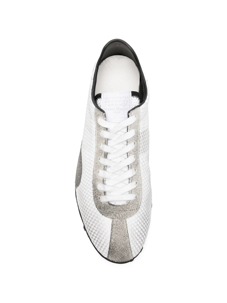Sneakers Maison Margiela albi din piele intoarsa si polyester - Img 4
