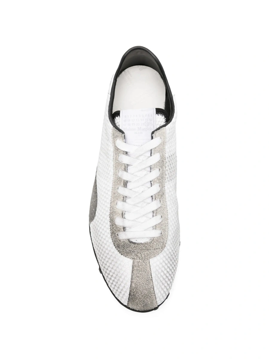 Sneakers Maison Margiela albi din piele intoarsa si polyester - Img 4