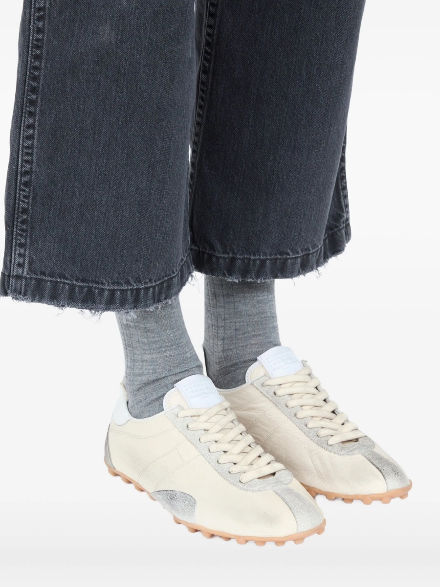 Sneakers Maison Margiela galbeni din piele intoarsa si piele - Img 5