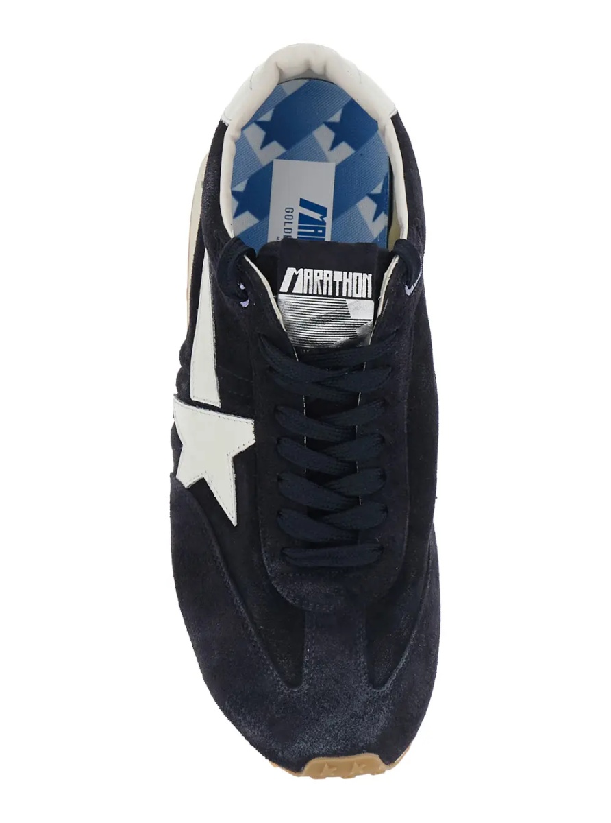 Sneakers 'Marathone' Blue Low Top Sneakers with star patch on the side in leather for men - Img 4