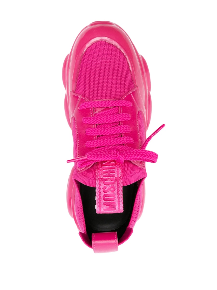 Sneakers Moschino roz din poliuretan si material textil - Img 4