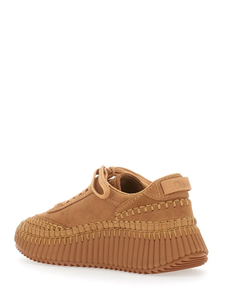 Sneakers 'Nama' Beige Sneakers with High Platform and Logo Patch on the Tongue in Suede for Women - Img 3