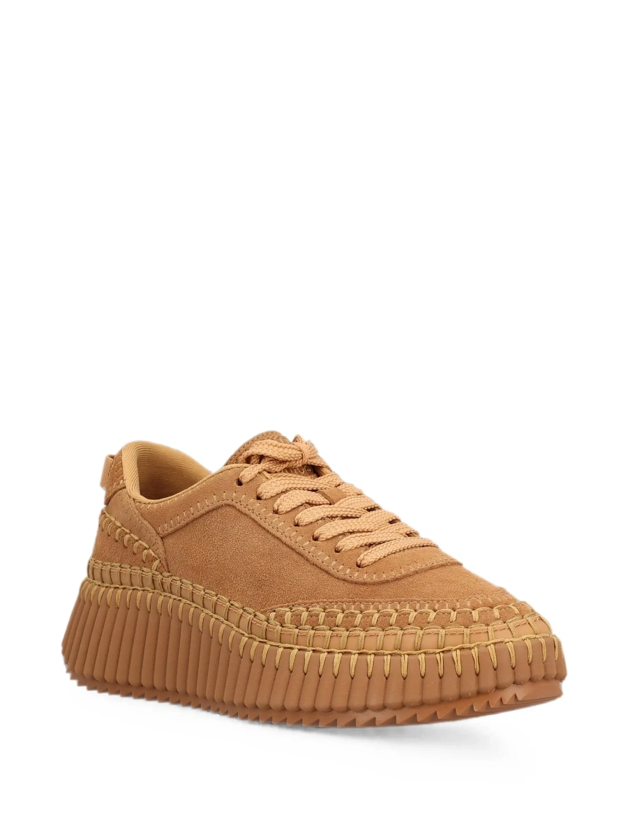 Sneakers 'Nama' Beige Sneakers with High Platform and Logo Patch on the Tongue in Suede for Women - Img 5
