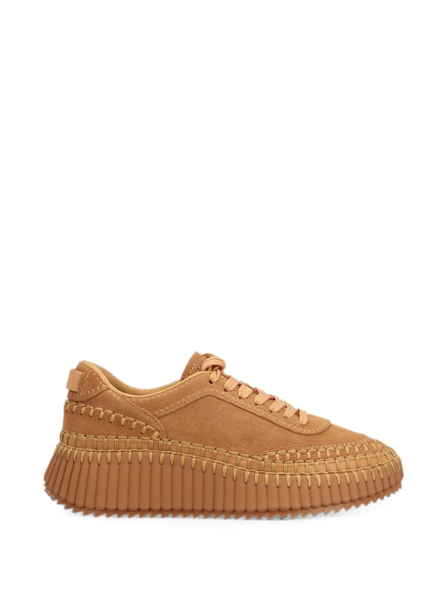 Sneakers 'Nama' Beige Sneakers with High Platform and Logo Patch on the Tongue in Suede for Women - Img 8