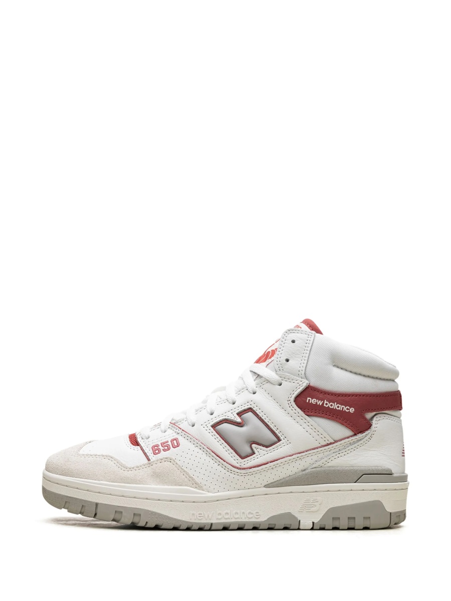 Sneakers New Balance albi din piele si material textil - Img 5