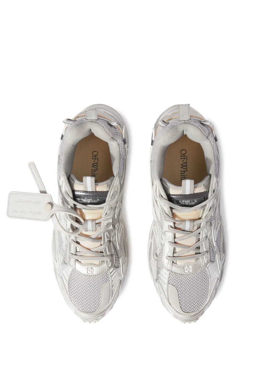 Sneakers Off-White gri din piele eco si polyester - Img 4