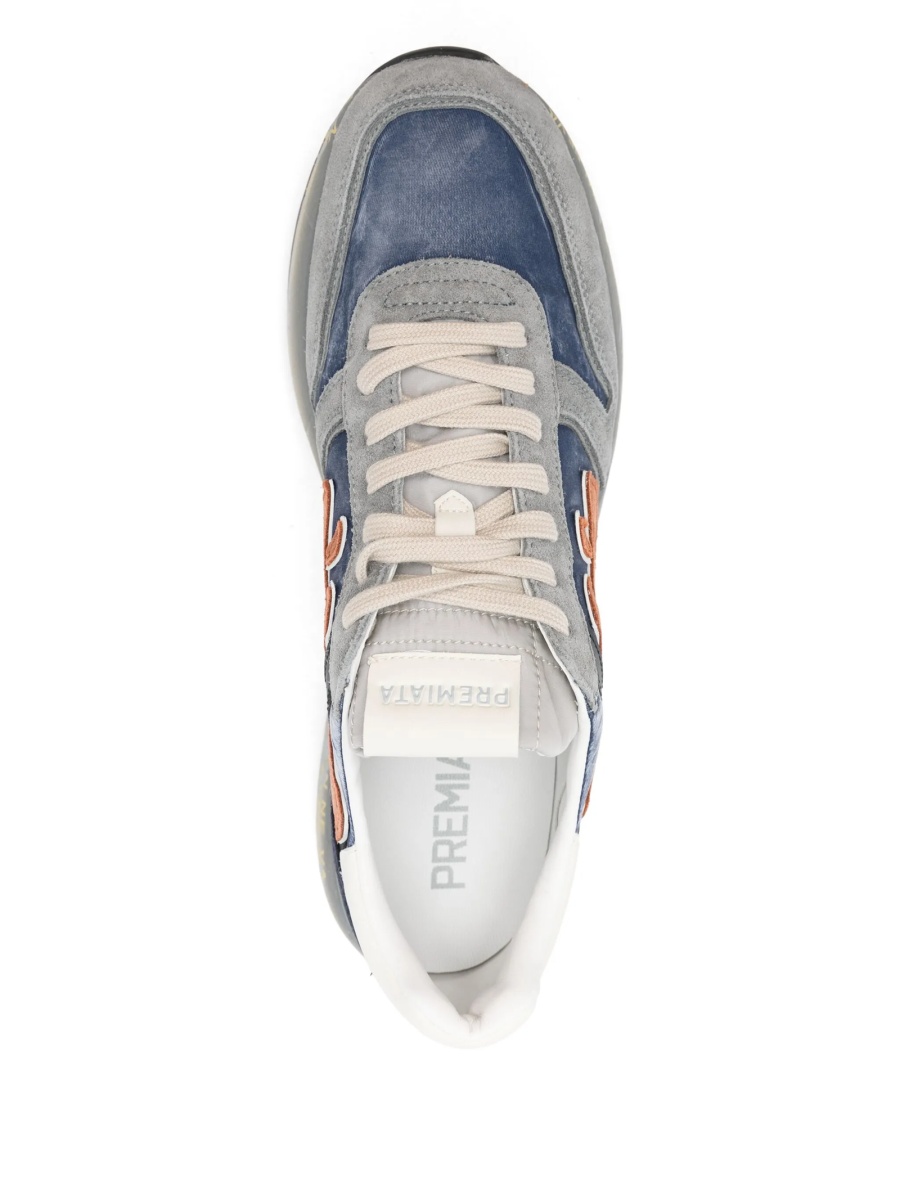 Sneakers Premiata albastri din material textil si piele intoarsa - Img 4