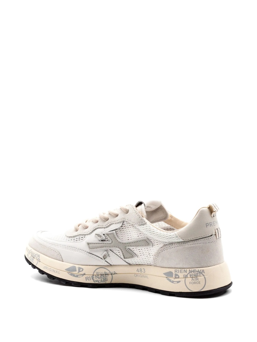 Sneakers Premiata albi din piele intoarsa si material textil - Img 3