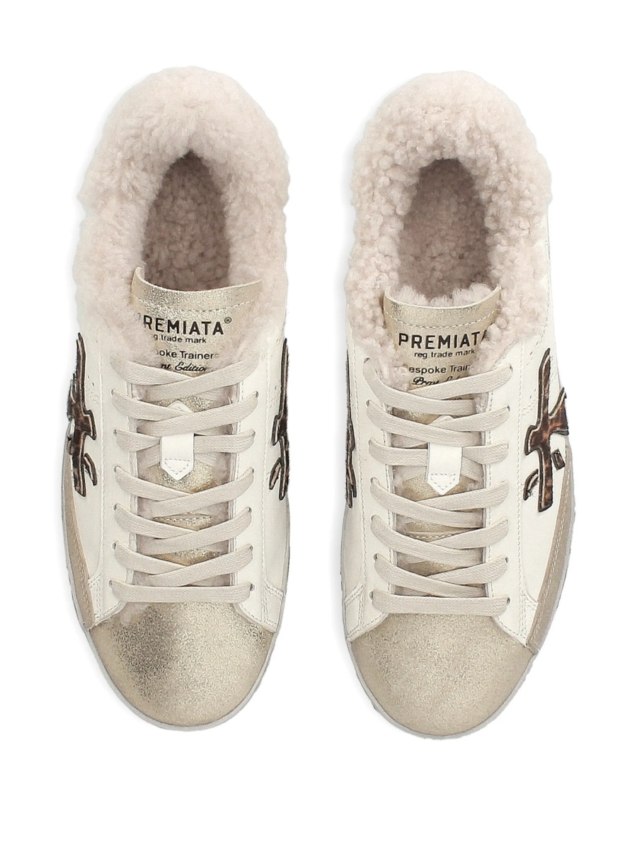 Sneakers Premiata albi din poliuretan si piele - Img 3