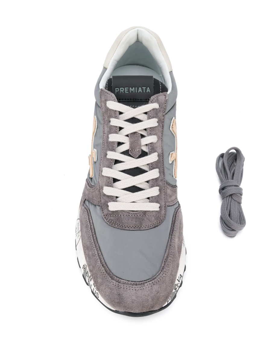 Sneakers Premiata gri din piele si material textil - Img 7