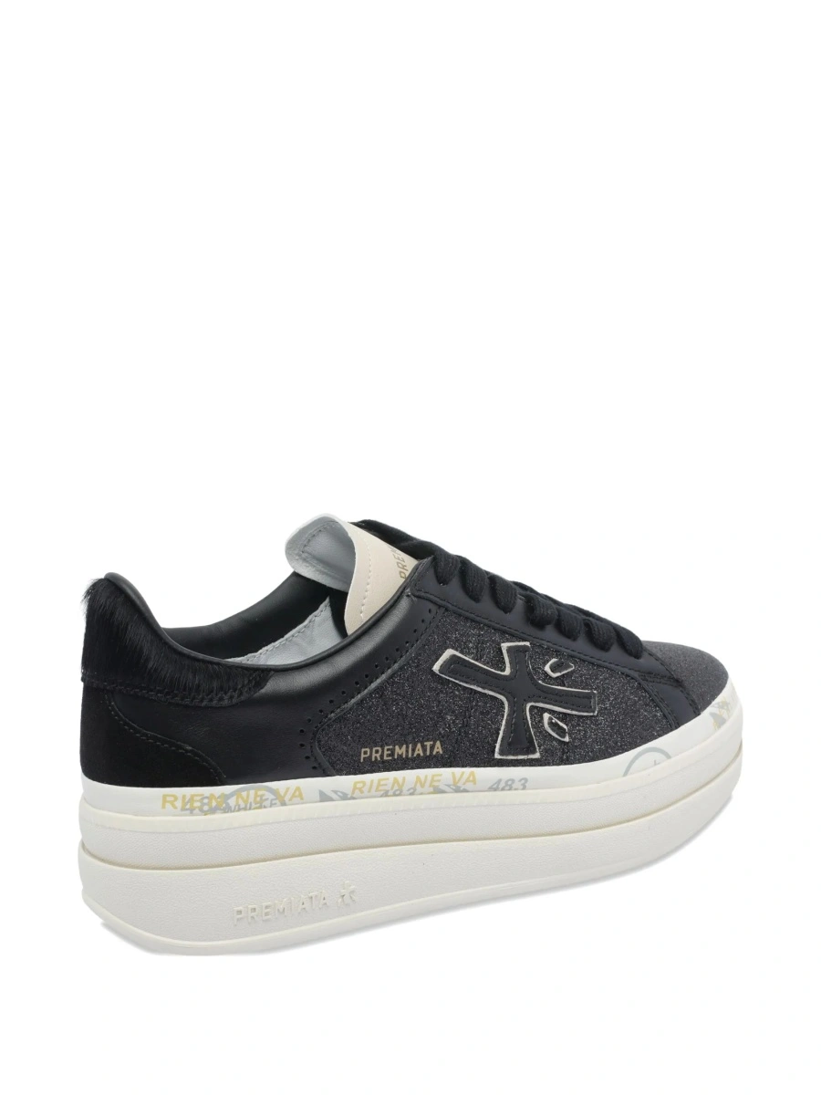 Sneakers Premiata negri din poliuretan si piele - Img 3