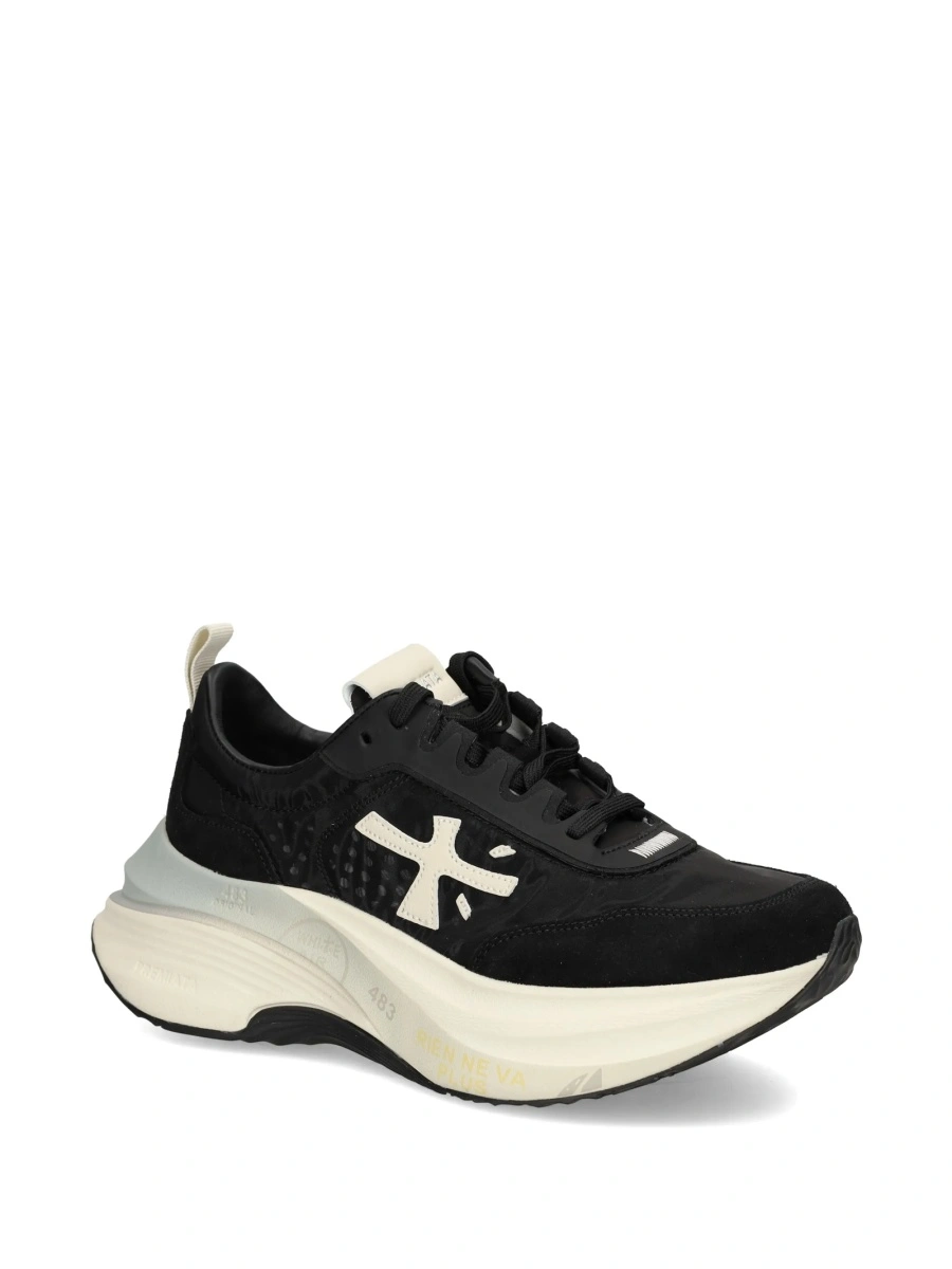 Sneakers Premiata negri din polyester si piele - Img 2