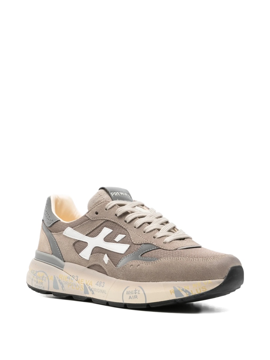 Sneakers Premiata neutri din piele intoarsa si material textil - Img 2