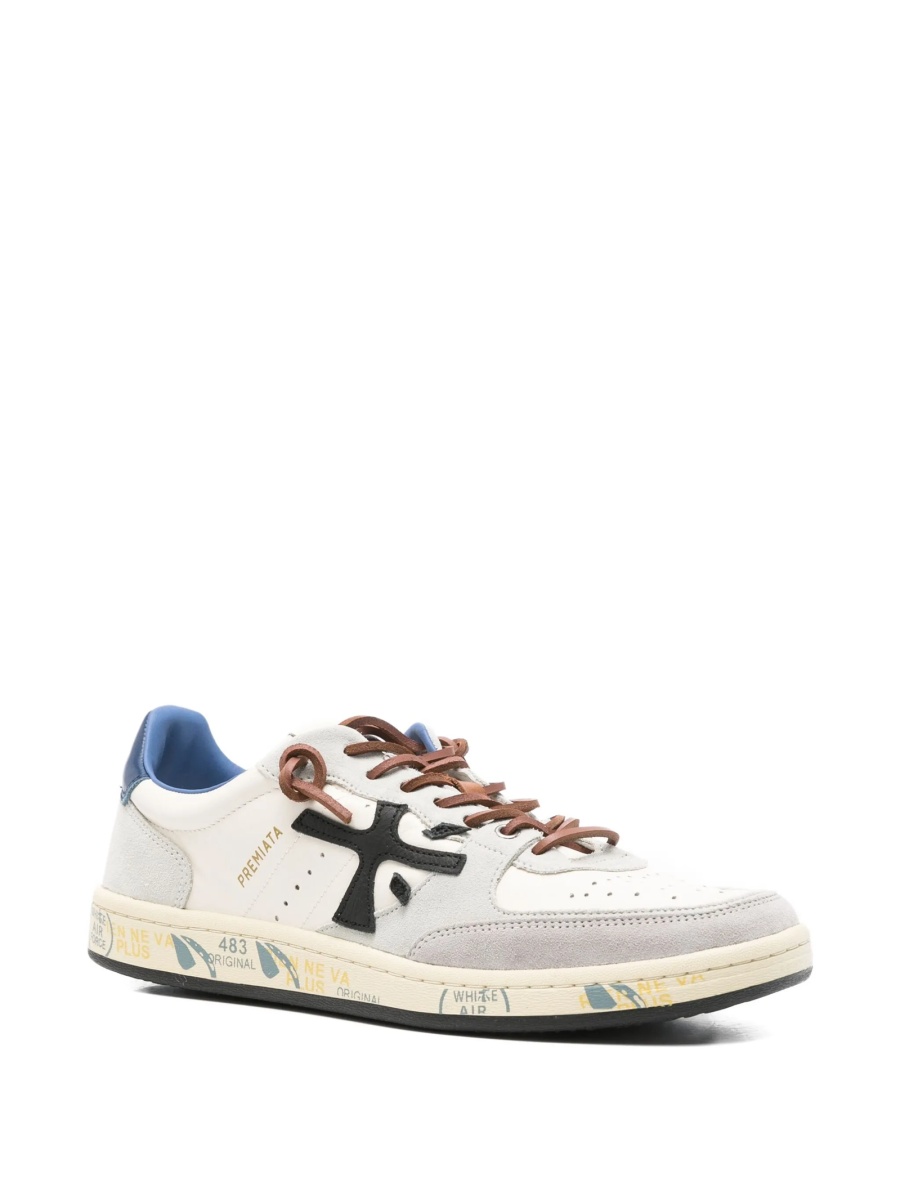 Sneakers Premiata neutri din piele si piele intoarsa - Img 2