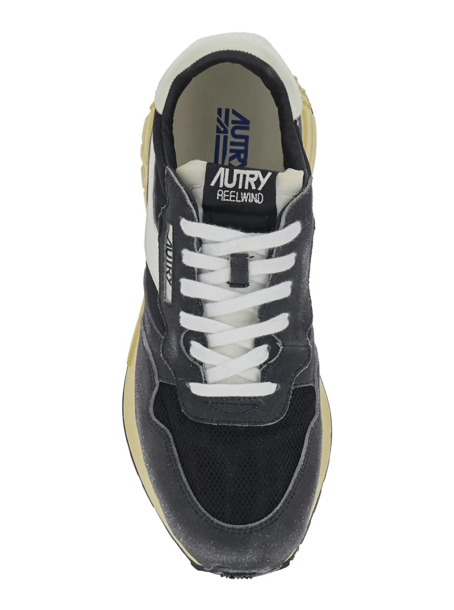 Sneakers 'Reelwind' Black Low Top Sneakers with Logo Patch on the Tongue and Faded Design in Leather and Fabric for Men - Img 4