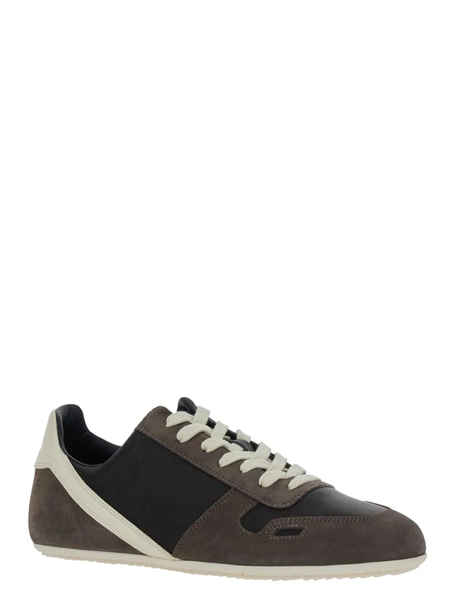 Sneakers Rick Owens negri din piele si piele intoarsa - Img 2