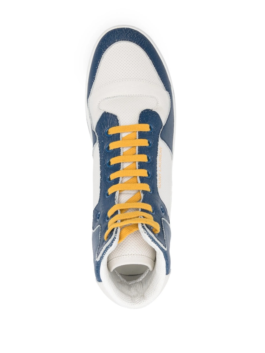 Sneakers Saint Laurent albi din material textil si piele - Img 4