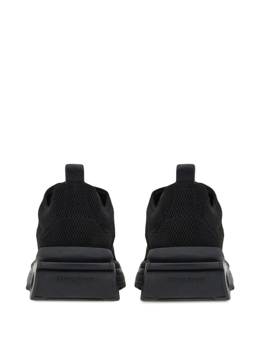 Sneakers Salvatore Ferragamo gancini negri din material textil si piele - Img 3