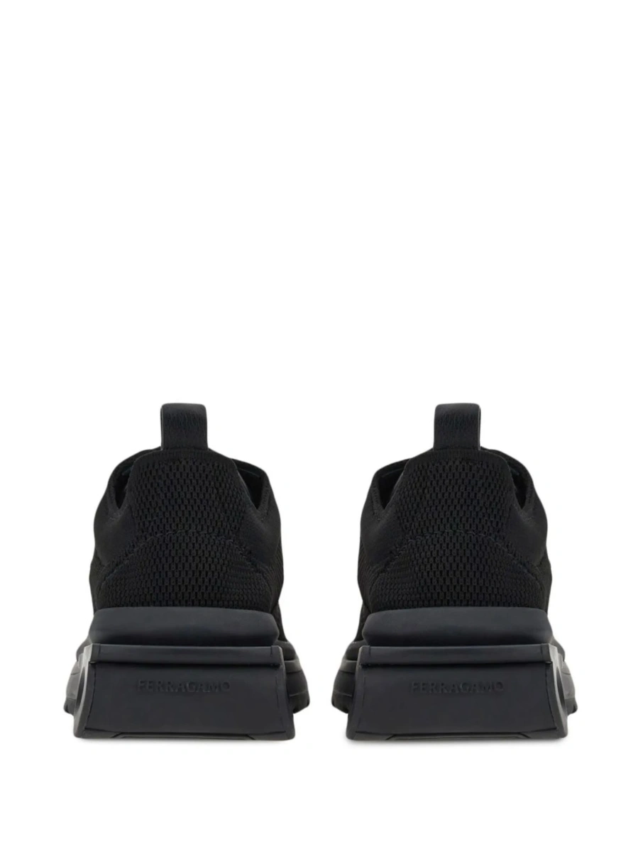 Sneakers Salvatore Ferragamo gancini negri din material textil si piele - Img 3
