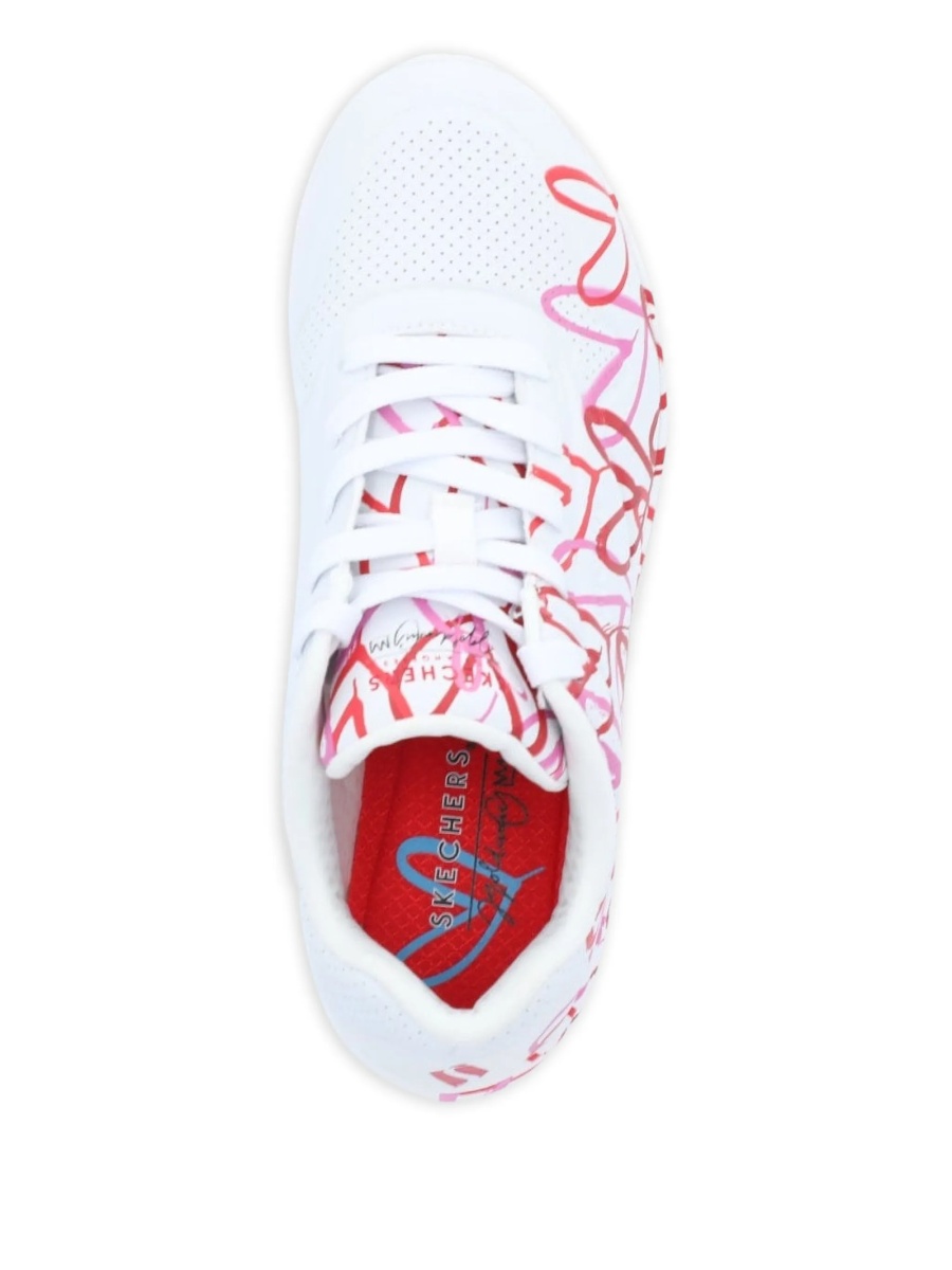 Sneakers SKECHERS albi din material textil si piele eco - Img 2