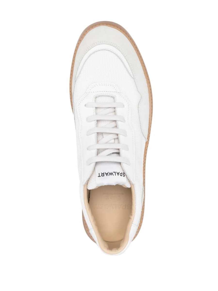 Sneakers SPALWART albi din material textil si piele - Img 4