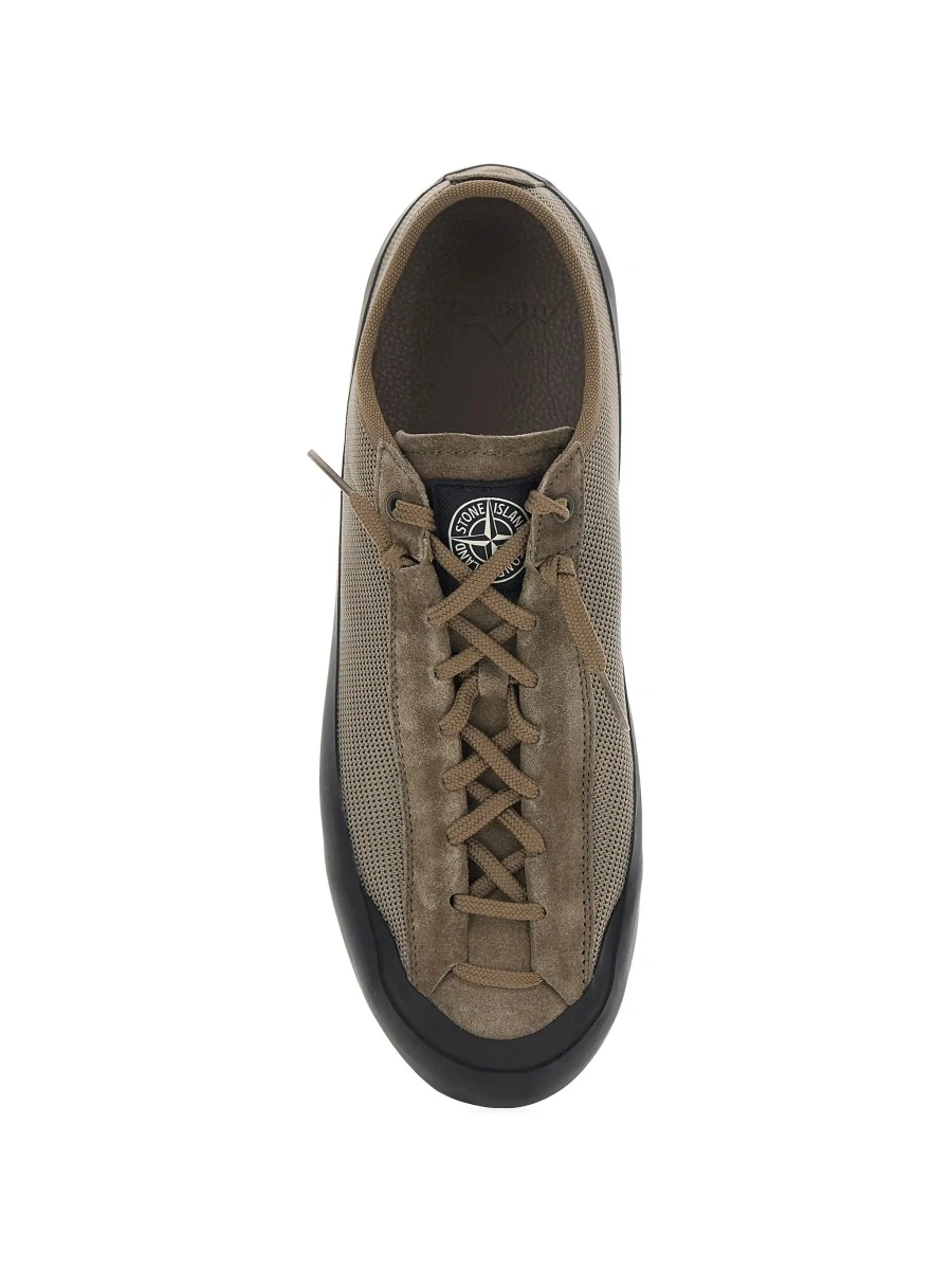 Sneakers Stone Island maro din piele intoarsa si plasa - Img 6