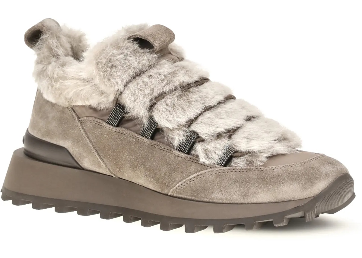 Sneakers Suede and tech cotton Sneakers with shearling lining and monili detail - Img 2