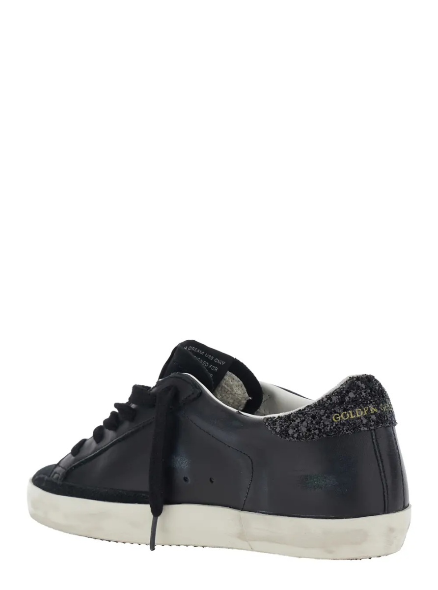 Sneakers 'Superstar' Black Sneakers with Star Patch on the Side and Glittered Heel with Logo Lettering in Leather and Suede for Women - Img 3
