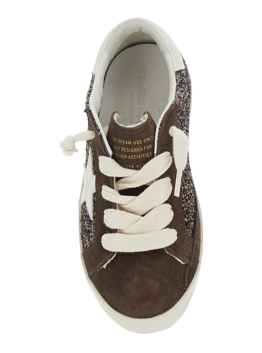 Sneakers 'Superstar' Brown Low Top Sneakers with Star Patch on the Side and All-Over Glitter in Leather Girl - Img 4