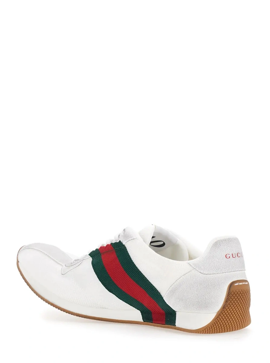 Sneakers 'Tempo' White Sneakers with raised toe and lateral Web Stripe band in leather and fabric Men - Img 3