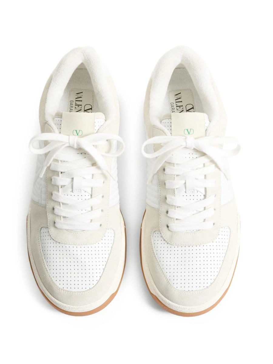Sneakers Valentino Garavani albi din piele intoarsa si bos taurus - Img 3